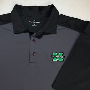 Vansport Mens Marshall University Thundering Herd Polo Shirt Gray Black 2XL
